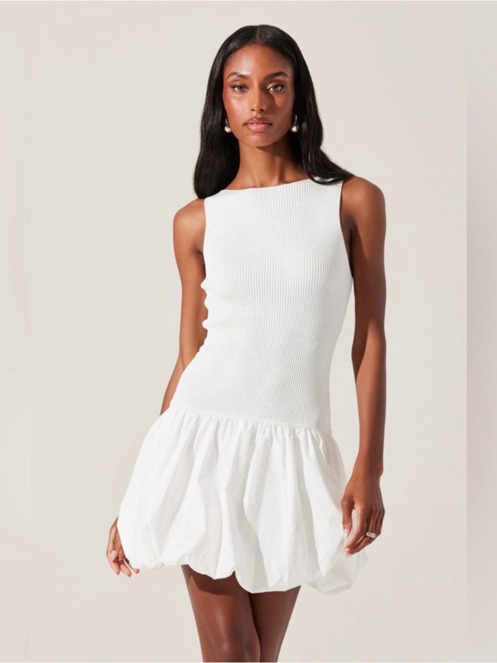 Astr the Label Ribbed Tank Dress with Ruffled Balloon Hem like new